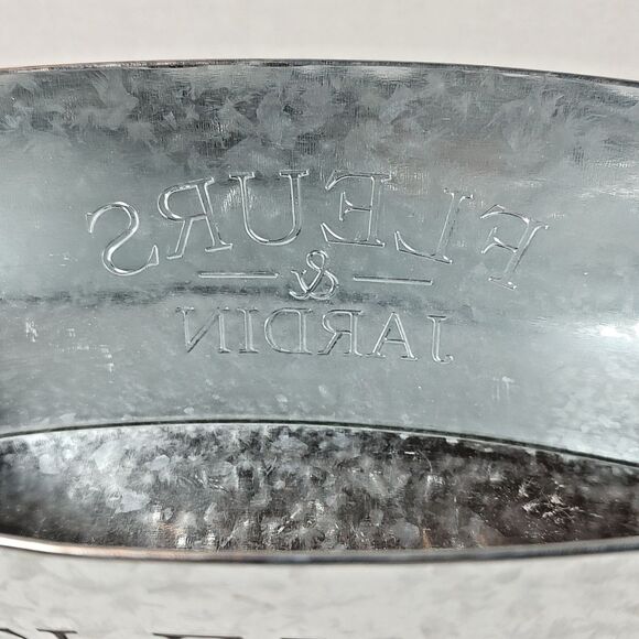 Fleurs & Jardin Flower Floral Planter Storage Container Organizer Galvanized Tin - Picture 10 of 10